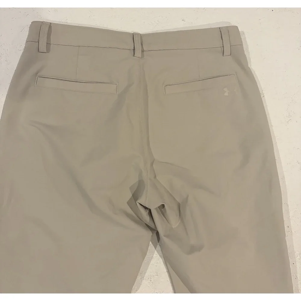 Under Armour Mens Match Play Golf Pants Khaki Tan Straight Leg 34x32 Stretch